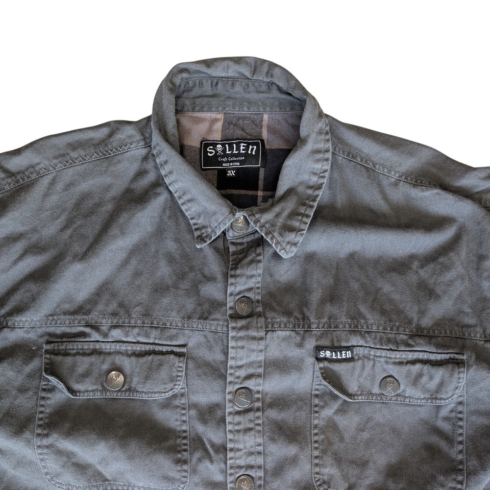 Sullen 3XL Cotton Button Up Grey Collared Fleece‎ Lined Long Work Jacket